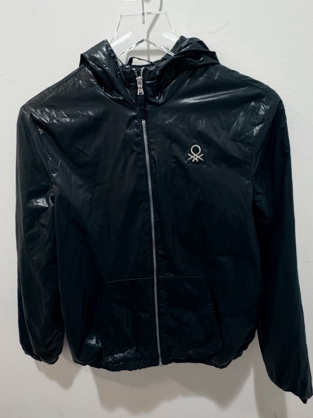 United Colors of Benetton Black Full Zip Fleece Lined Jacket Size XL /13/14